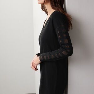 Esteban Cortazar Slouchy Windowpane Vneck Dress Black Size‎ XS